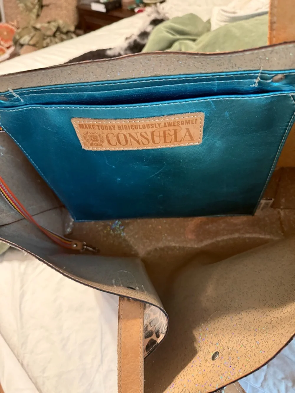 Consuela Leopard-Print Shoulder Tote with Tan Straps - Picture 3 of 3